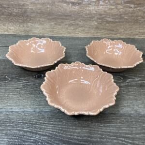 VTG Steubenville Woodfield Leaf Bowl 6” Salmon Pink Salad/Snack Bowls ~Set Of 3